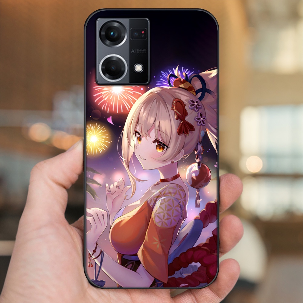 Ốp lưng Oppo Reno 8 4G viền đen in hình Yoimiya Genshin Impact