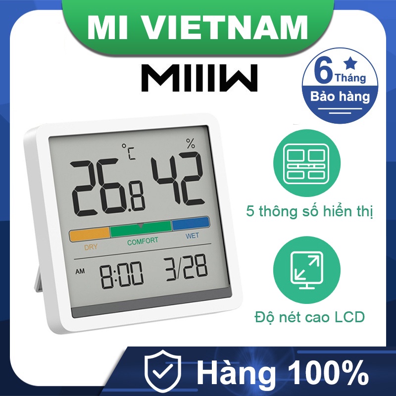 Nhiệt ẩm kế điện tử đo độ ẩm LCD Xiaomi MIIIW NK5253 máy đo nhiệt độ 5 thông số hiển thị