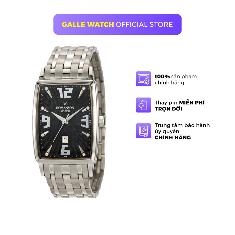 Đồng hồ Romanson Men Sport Watch DM5127MWBK nam máy Thụy Sĩ, thể thao chống nước, dây thép cao cấp chính hãng