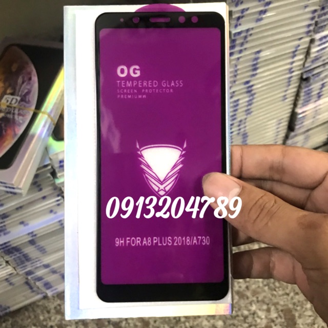 Kính OG full màn galaxy A8 plus -2018 / A730 khoan không thủng