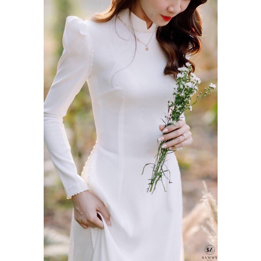 Áo Dài Truyền Thống-Áo Dài Dâu Cao Cấp 4 Tà Sang Trọng Quý Phái