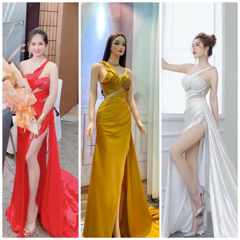 MS1309Y ĐẦM 1 VAI XẾP LY XÉO TÀ RỜI KẾT PHA-lê full size S/M/L/XL