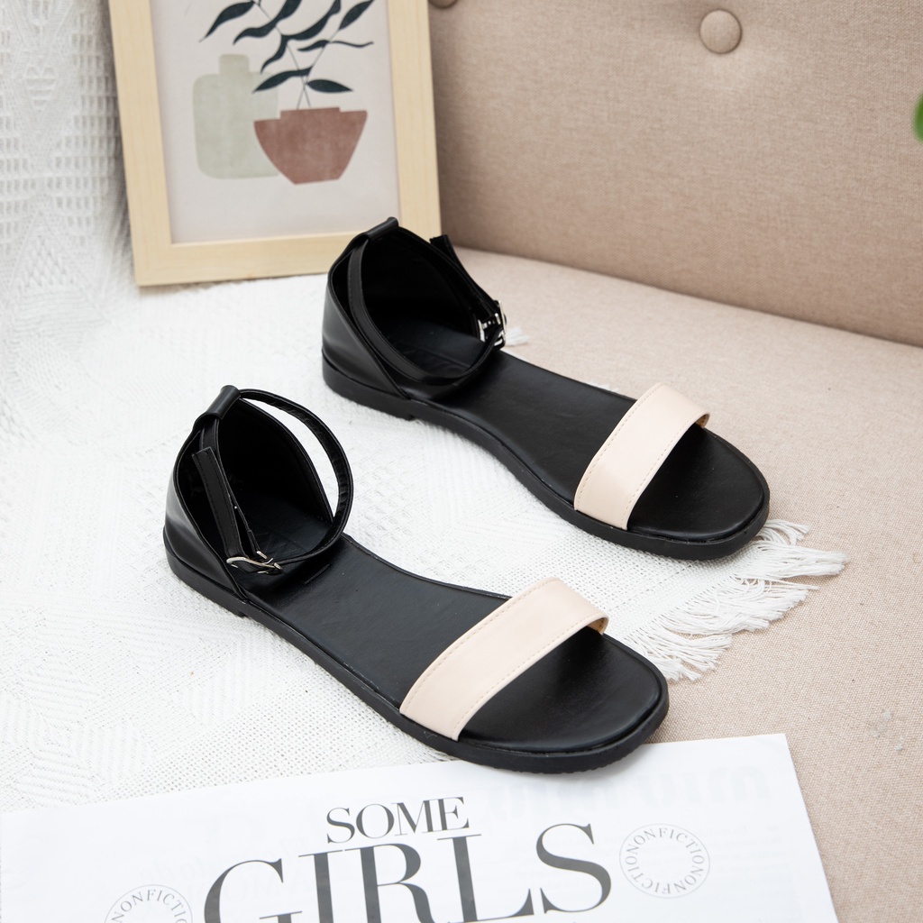 Giày Sandal Nữ thời trang MWC giày sandal đế bệt quai ngang basic siêu HOT NUSD- 12011