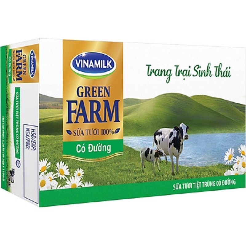 Sữa Tươi Tiệt Trùng Vinamilk Green Farm có  đường - Lốc 4 Hộp 180ml