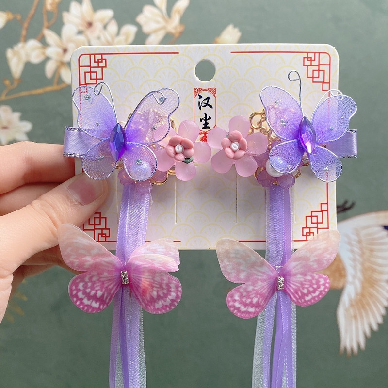 Set 1 Cặp Kẹp Tóc Gắn Hoa/Thỏ Dễ Thương Cho Bé