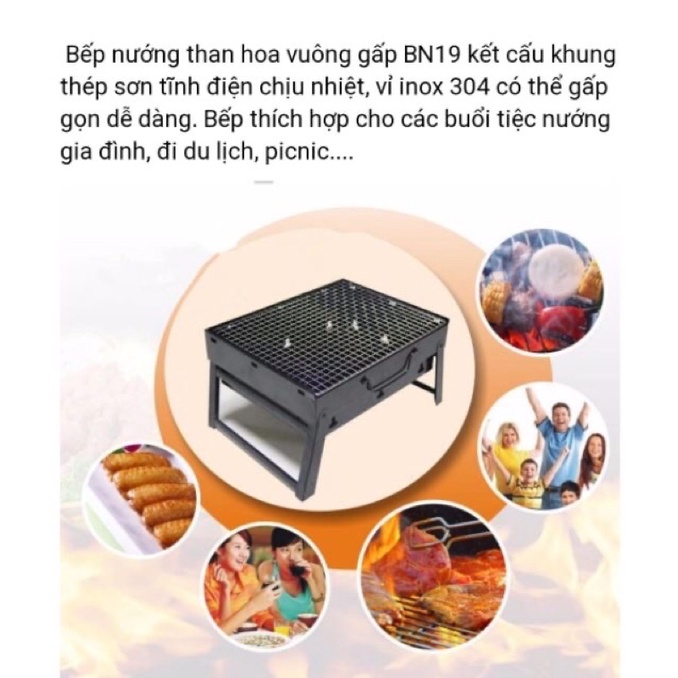 Bếp nướng than hoa gấp gọn ngoài trời xả sốc