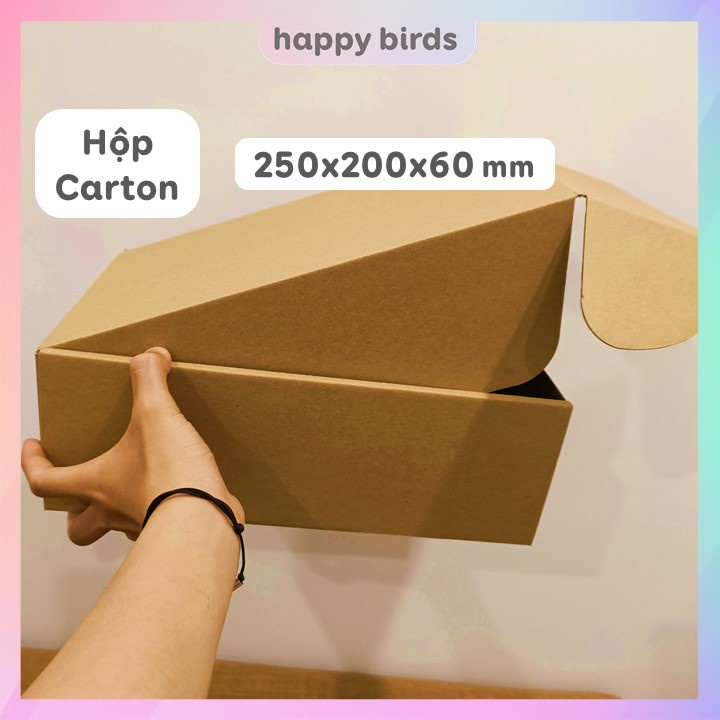 Hộp đựng quà giày dép, phụ kiện carton nắp gài 30x20x10cm giấy kraft trơn - The Happy Birds