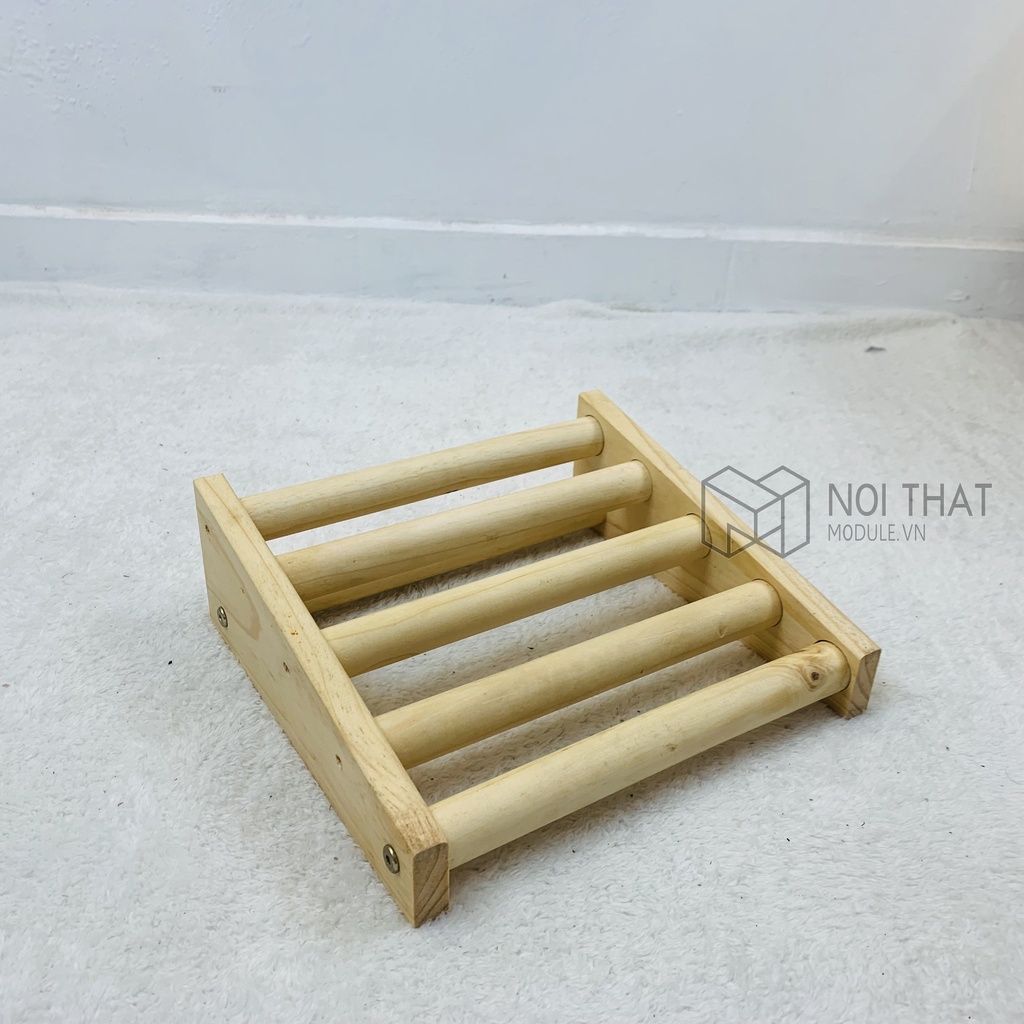 Ghế gỗ kê chân văn phòng, bàn học, bàn làm việc chất liệu gỗ thồng có con lăn massa