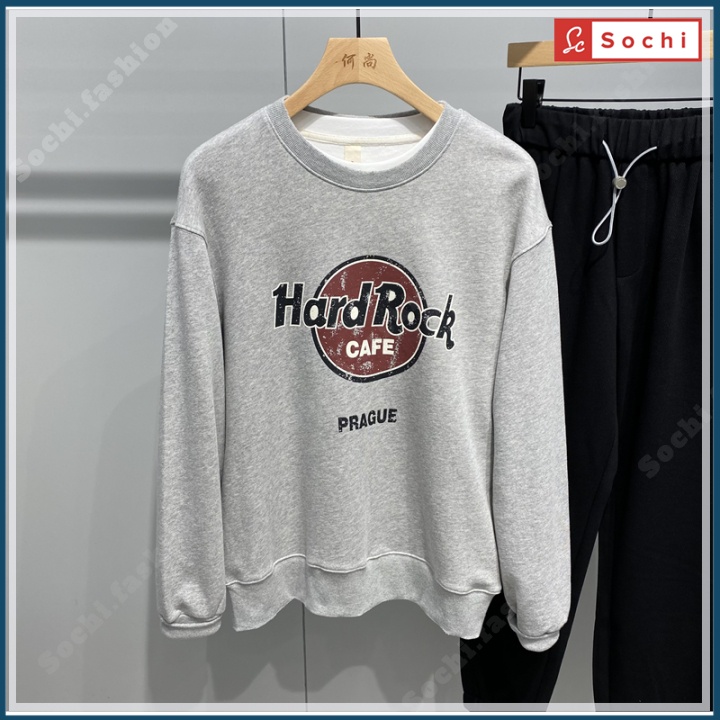 Áo thun nam cotton, áo phông nam unisex tay dài in chữ Hard Rock phong cách mã SW660