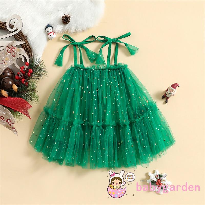 Đầm Chữ A Không Tay Phối Bèo Nhún Đính Kim Sa / Chấm Bi Xinh Xắn Cho Bé Gái 6 Tháng - 4 Tuổi 6 Tháng Tuổi