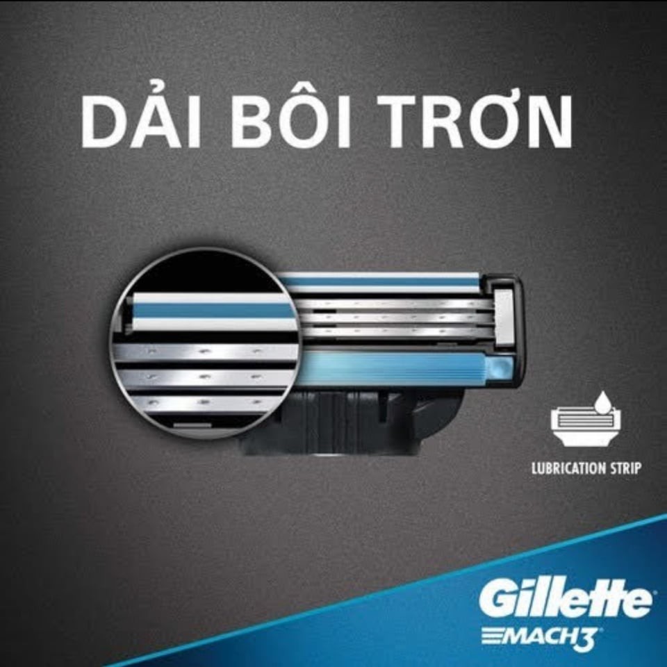 Hộp 4 lưỡi dao cạo râu Gillette Mach 3 turbo (đầu cạo 3 lưỡi kép)