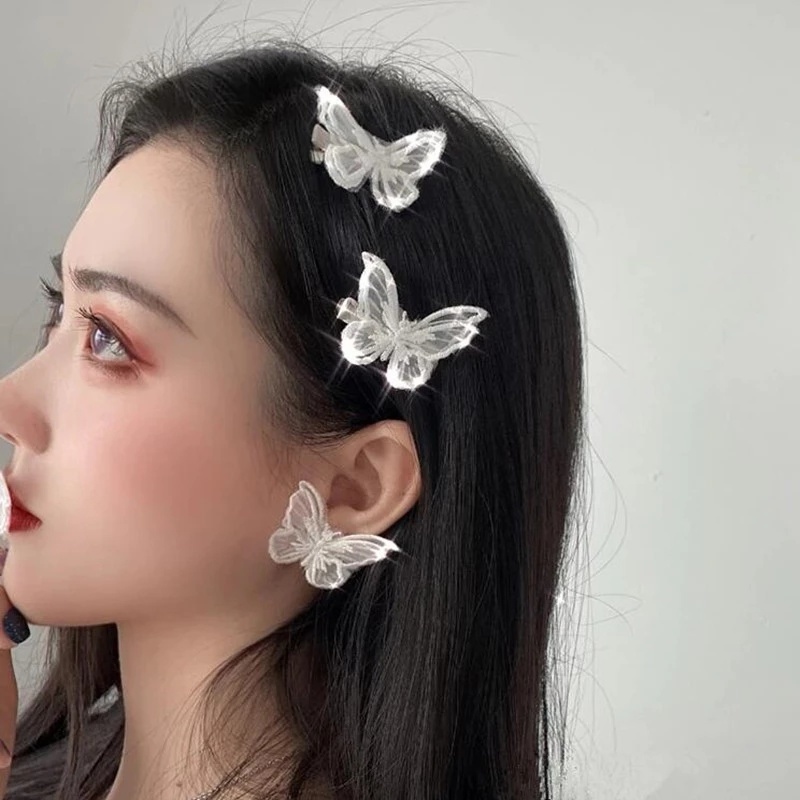 Kẹp Tóc Hình Bướm Phối Ren Phong Cách Trung Hoa Dễ Thương
