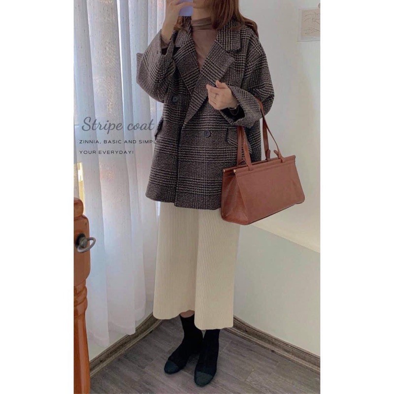 [Siêu Hot] Áo Dạ Kẻ Cổ Vest, Áo Khoác Dạ Kẻ 2Màu Siêu Xinh Có Ảnh Thật Kèm Video | BigBuy360 - bigbuy360.vn