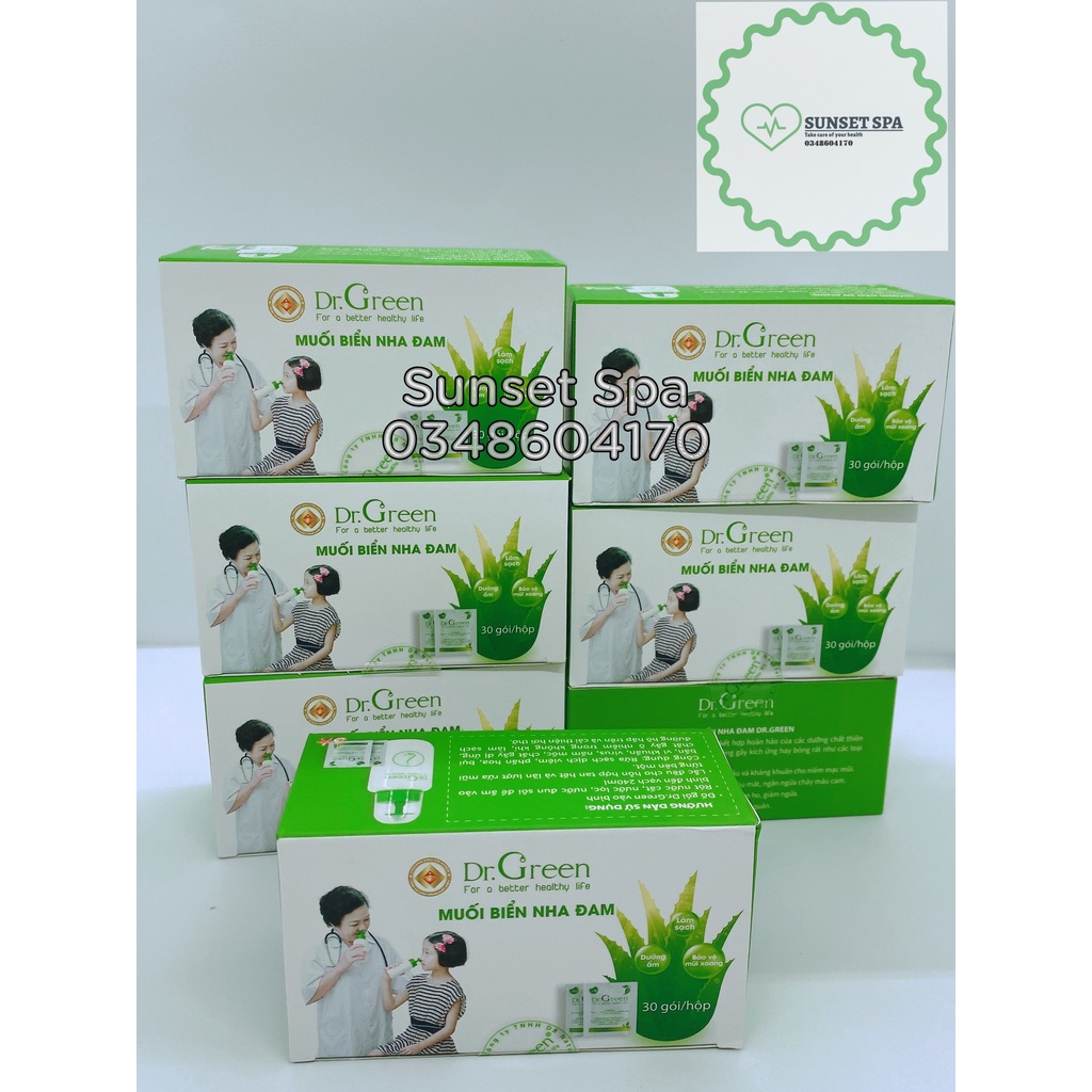 Muối Biển Nha Đam Dr.Green  Rửa mũi cho bé và người lớn - Hiệu quả với viêm mũi dị ứng, viêm mũi xoang