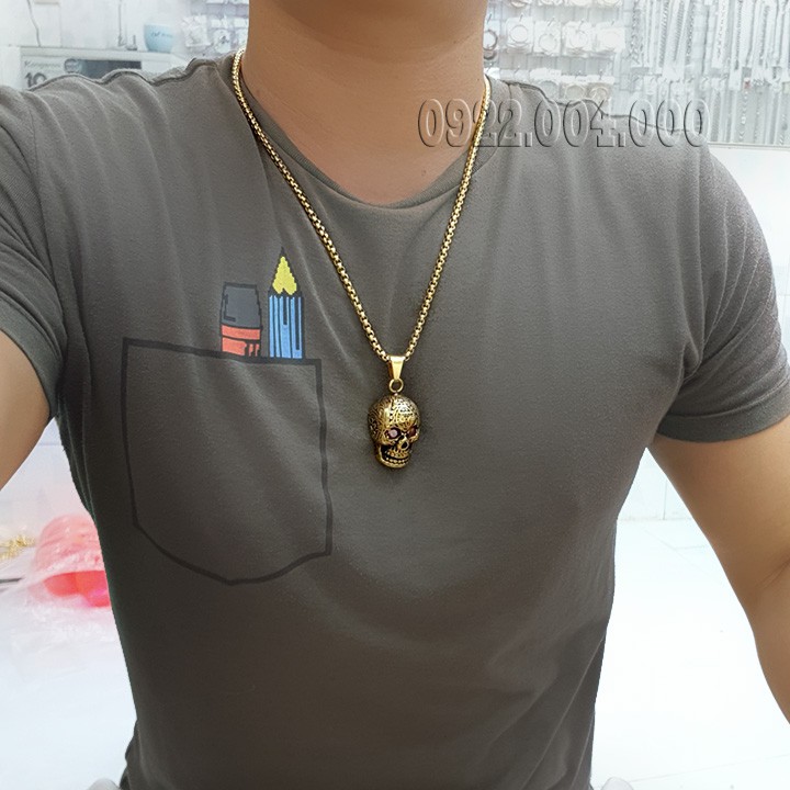 Dây chuyền nam, dây chuyền đầu lâu mắt đỏ.