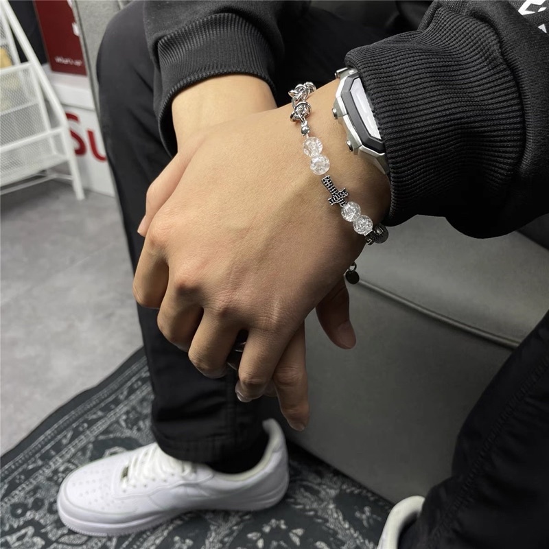 Vòng tay thắt nút đôi lắc tay thép titan không gỉ không đen dành cho các cặp đôi