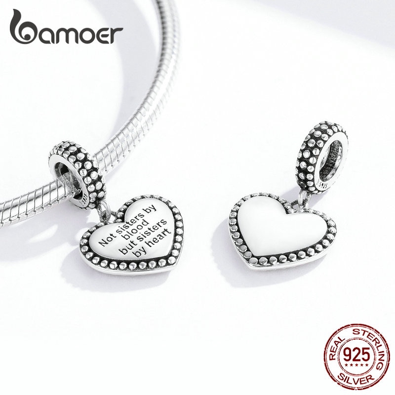 BAMOER Mặt Dây Chuyền Hình Trái Tim Khắc Rỗng Bằng Bạc 925 SCC1396 Thời Trang Cho Nữ