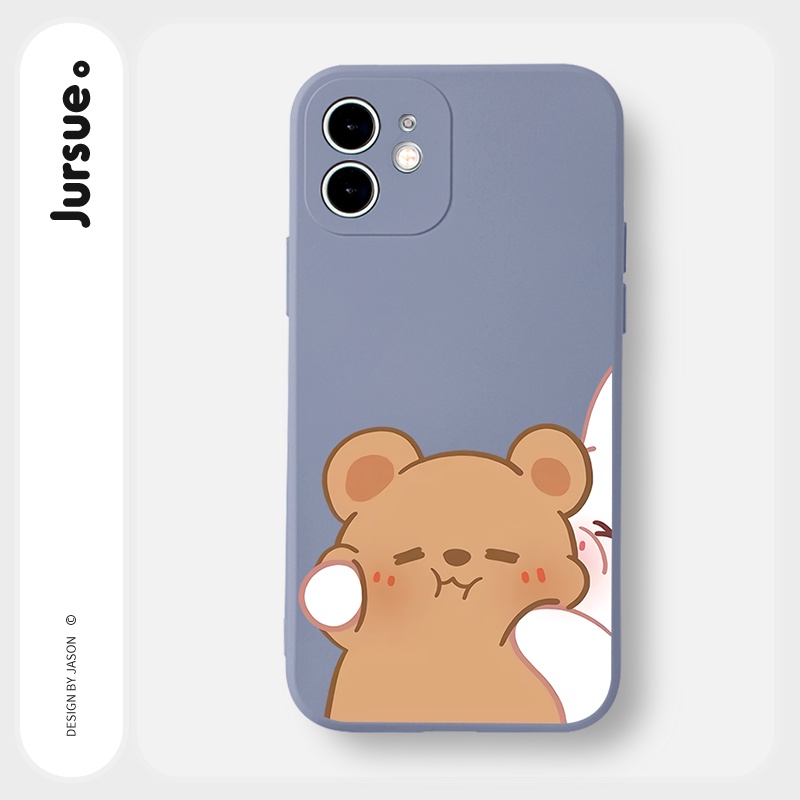 Ốp lưng JURSUE hoạt hình cặp đôi dễ thương đẹp cho iPhone 13 12 11 Pro Max SE 2020 X XR XS 8 7 ip 6S 6 Plus Y2031