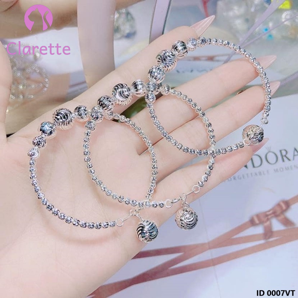 Vòng tay bạc bi mix bi xoắn Clarette 0007VT