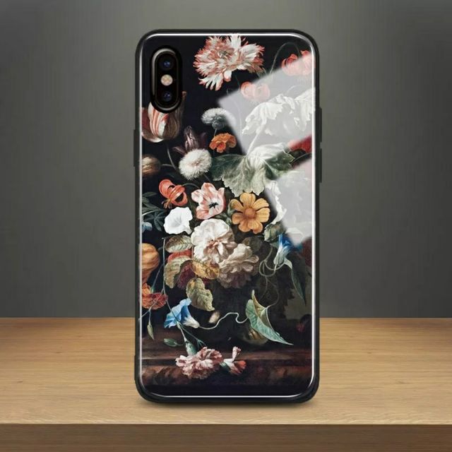 Ốp Lưng Kính Cường Lực / Case Hoa Chống Vỡ Dành Cho 13ProMax 12ProMax 11ProMax X XSMAX Fukishop