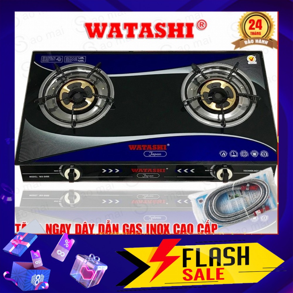 Bếp Gas WATASHI WA0466 Đôi Mặt Kính Điếu đúc Gang Cao Cấp