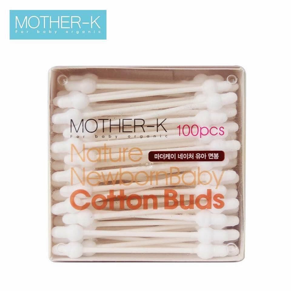 Tăm Bông Sơ Sinh Hồ Lô Và 1 Đầu Xoắn Mother-K Hàn Quốc 100 chiếc - 300 Chiếc