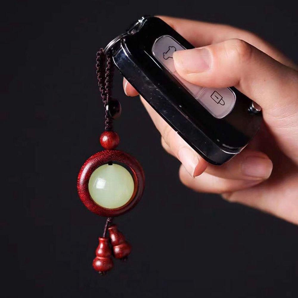 LANFY Dây Treo Điện Thoại Bằng Gỗ Đàn Hương Màu Đỏ Phong Cách Vintage Sáng Tạo Chống Thất Lạc