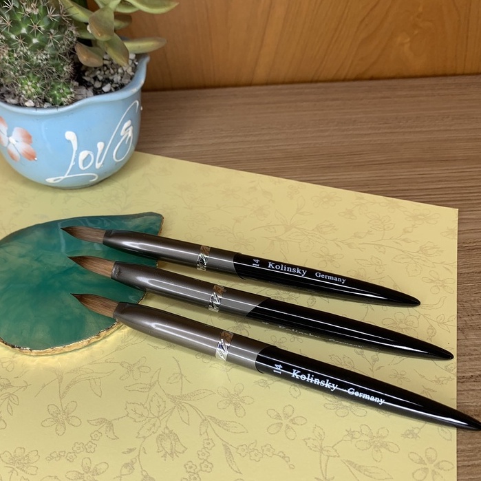 Cọ Đắp Bột Nail Kolinsky Germany Cán Nhôm Size 12 [ Cọ Đã Bấm Đầu, Nếu Muốn Lấy Cọ Chưa Bấm Vui Lòng Liên Hệ ]