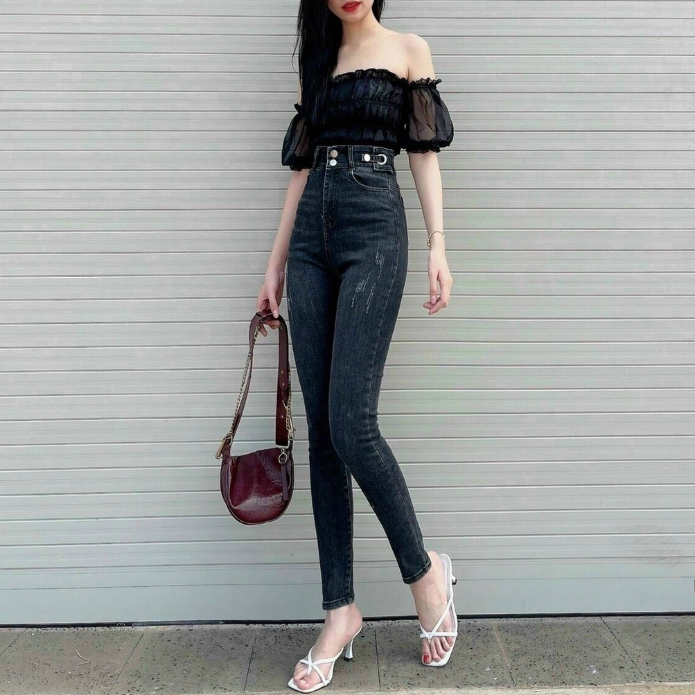 Quần jean nữ đen cao cấp - Chất liệu Denim (Hàng chuẩn form) Thời Trang Nam Nữ Gemini KVC