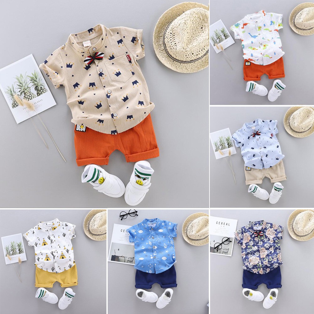 Bộ ÁO cotton DàI Tay + QuầN NgắN Cho Bé Trai