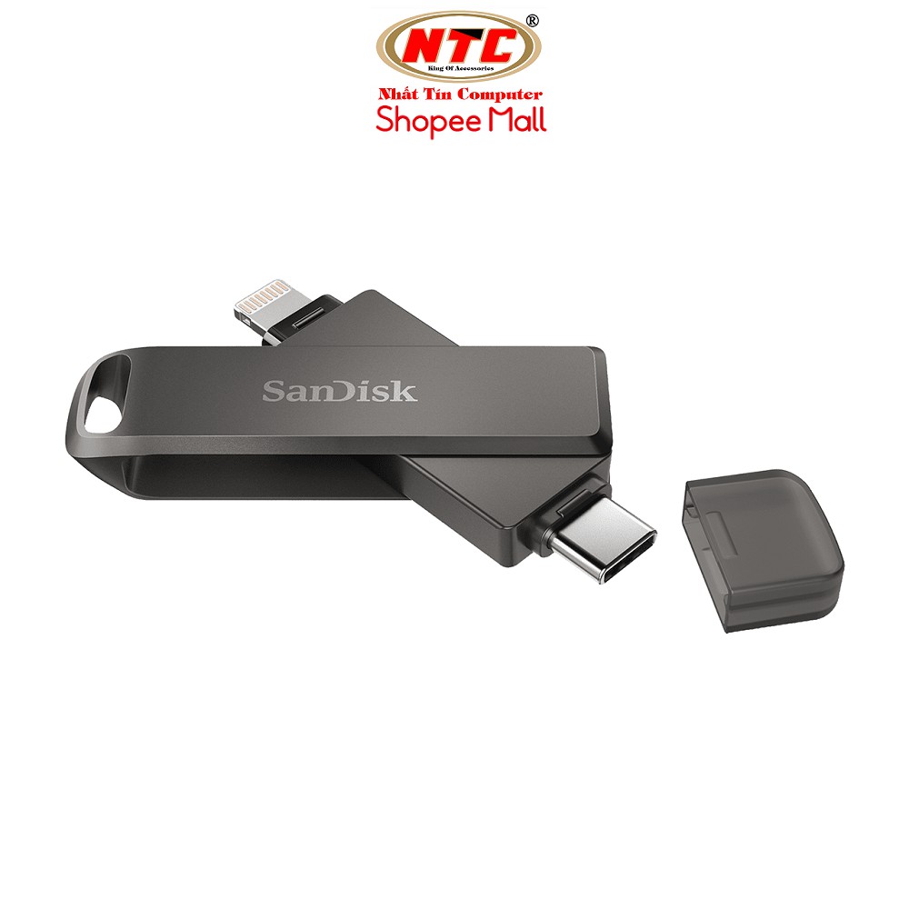 USB 3.1 OTG SanDisk iXpand 2 đầu TypeC và Lightning Flash Drive Luxe 256GB / 128GB / 64GB (Xám) - Hàng Chính Hãng