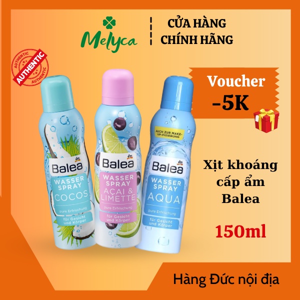 Xịt khoáng Balea cấp ẩm tức thời, làm mát và dịu da nội địa Đức 150ml - Shop Melyca