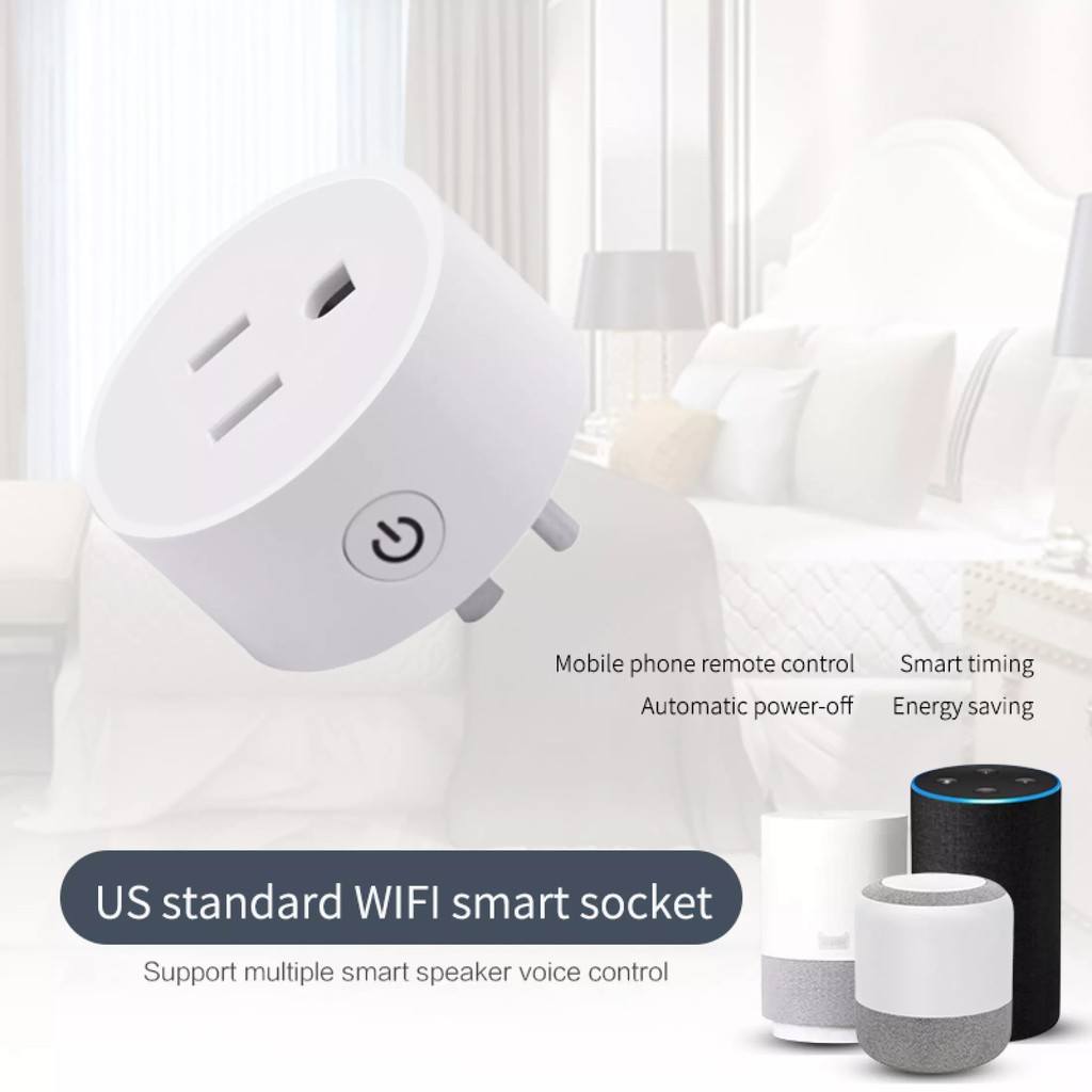 Ổ Cắm Thông Minh Wifi AC 10A, 90-265V, Điều Khiển Từ Xa Bằng Điện Thoại Qua App. Dohome. Tương Thích Với, Siri, Alexa, G
