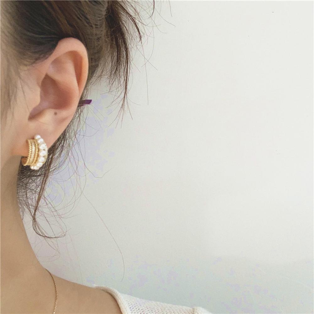 QQMALL Bông Tai Hình Tròn Lấp Lánh Thời Trang Cho Nữ