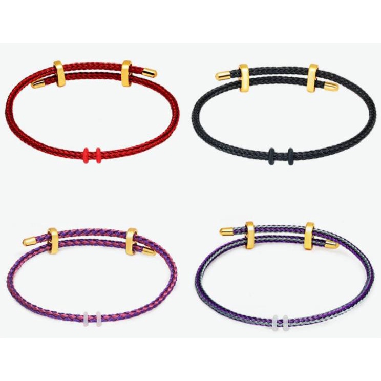 Vòng Tay Bện Dây Đỏ Bằng Thép Không Gỉ Đính Hạt 3D Có Thể Điều Chỉnh