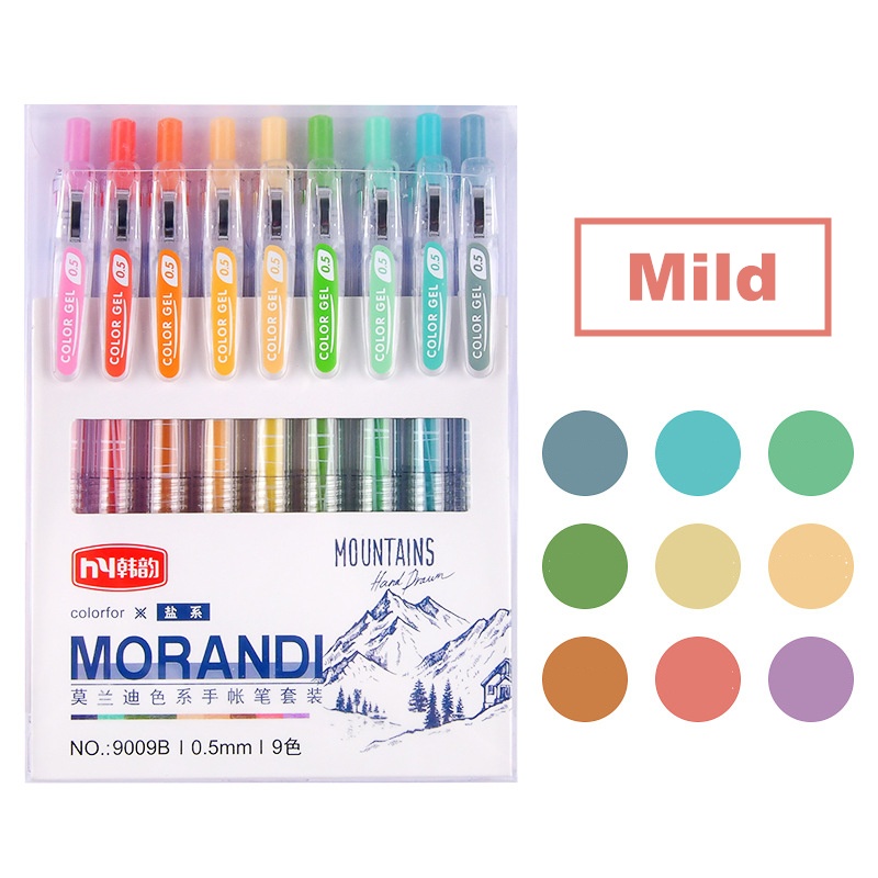 Set 9 Bút Mực Gel Nhiều Màu Sắc
