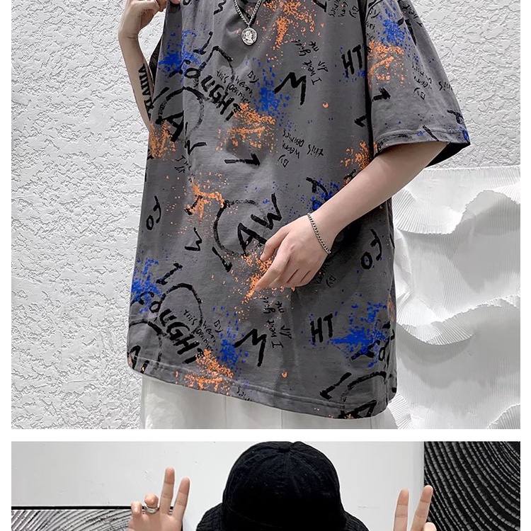 Áo thun nam tay ngắn in họa tiết graffiti phong cách thời trang M-7XL