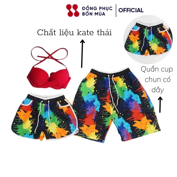 Quần đi biển nam nữ họa tiết nổi bật đủ size cho cặp đôi hội nhóm gia đình sẵn hàng kèm video
