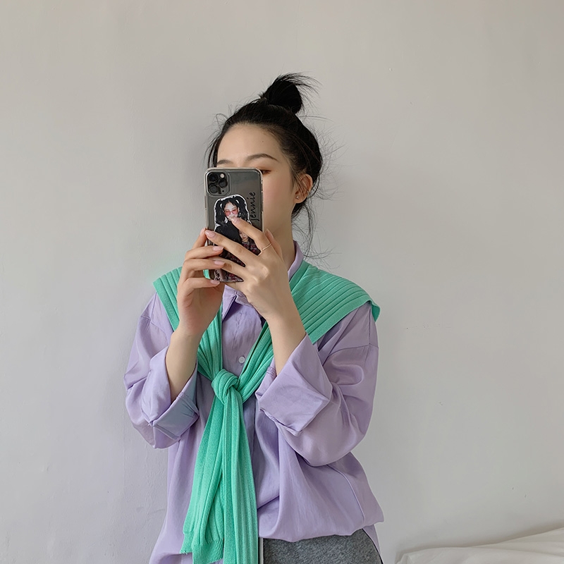 Khăn choàng cổ dệt kim 21697 vải lụa lạnh màu trơn dạng cột với 9 màu dễ phối đồ