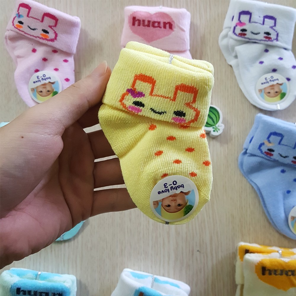 Set 5 đôi tất len sơ sinh dày dặn Babylove cổ cao cho bé từ 0 đến 3 tháng