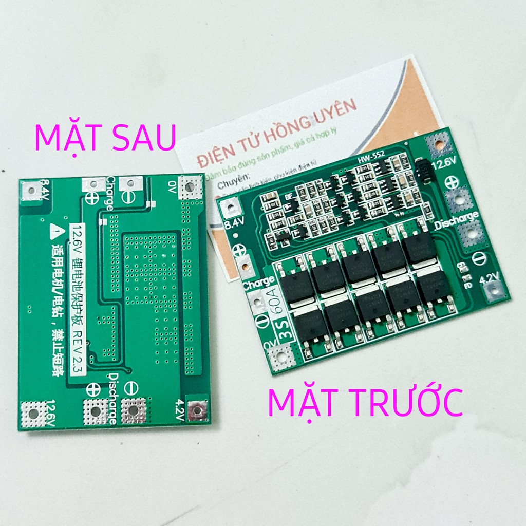 Mạch 3s 60A. Mạch BMS bảo vệ sạc xả pin lithium 3S 12.6V. Chuyên dùng đóng khối pin 3S máy khoan và các thiết bị 12V