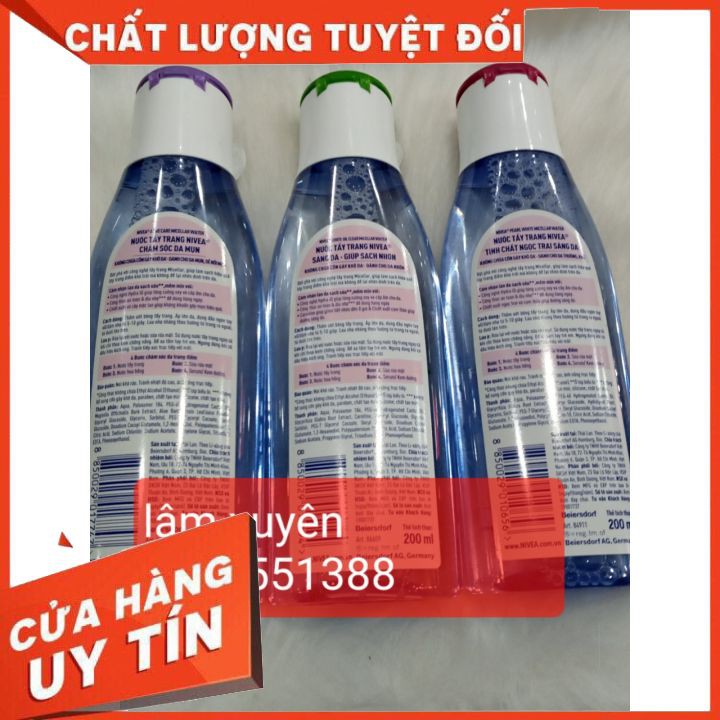 NƯỚC TẨY TRANG NIVEA KHÔNG CHỨA CỒN PHIÊN BẢN MỚI! FREESHIP  LÀM SẠCH DA , KHÔNG CỒN DỊU NHẸ , SỬ DỤNG HANG NGÀY