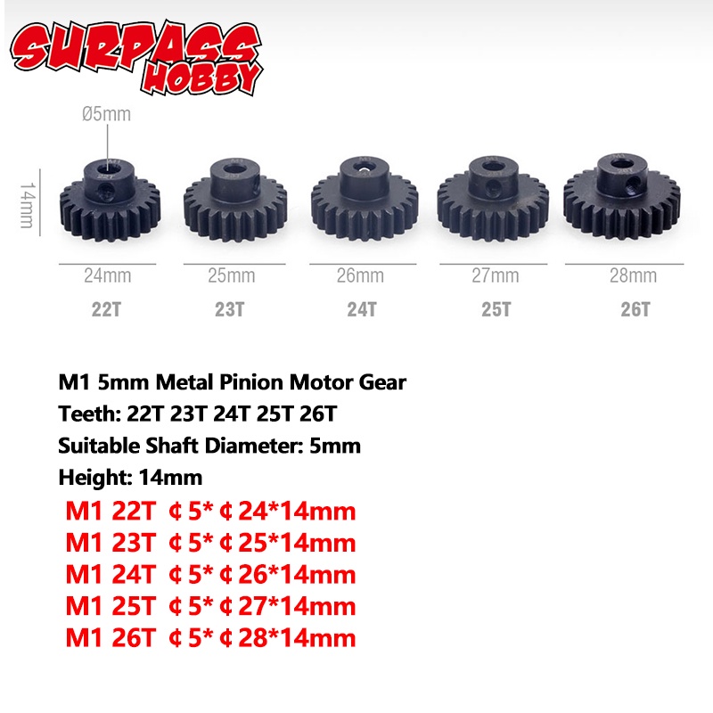 Bánh Răng Động Cơ Không Chổi Than M1 5mm M1 5mm 11T 12T 13T 14T 15T Cho Xe Tải Điều Khiển Từ Xa 1/8