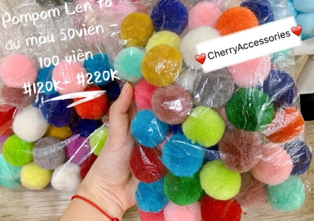 Combo Bông pom pom đủ màu đủ size