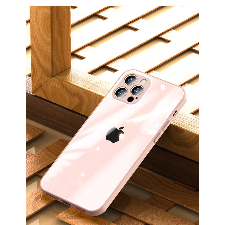 Ốp điện thoại silicon dẻo mặt kính màu trơn cho IPHONE 13 12 11 PRO MAX IX XR XS MAX | BigBuy360 - bigbuy360.vn