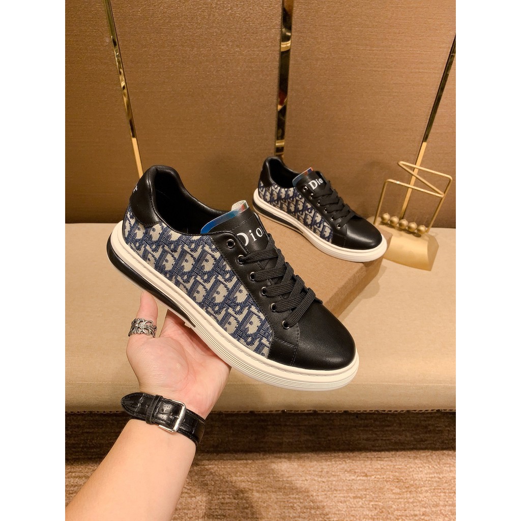 Giày sneakers nam da thật DIOR CD thiết kế họa tiết logo thương hiệu ấn tượng