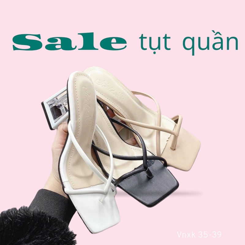 Dép cao gót nữ xỏ ngón ,Guốc nữ đế trong 7cm cách điệu mã 802