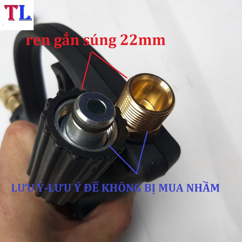 Súng Áp Lực Cao Và Bình Phun Bọt Tuyết 1 lít (súng đen ren 22mm + bình 1 lít )