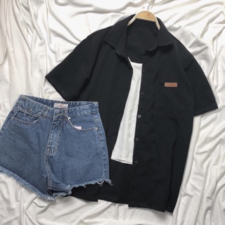 Áo sơ mi ngắn tay oversize