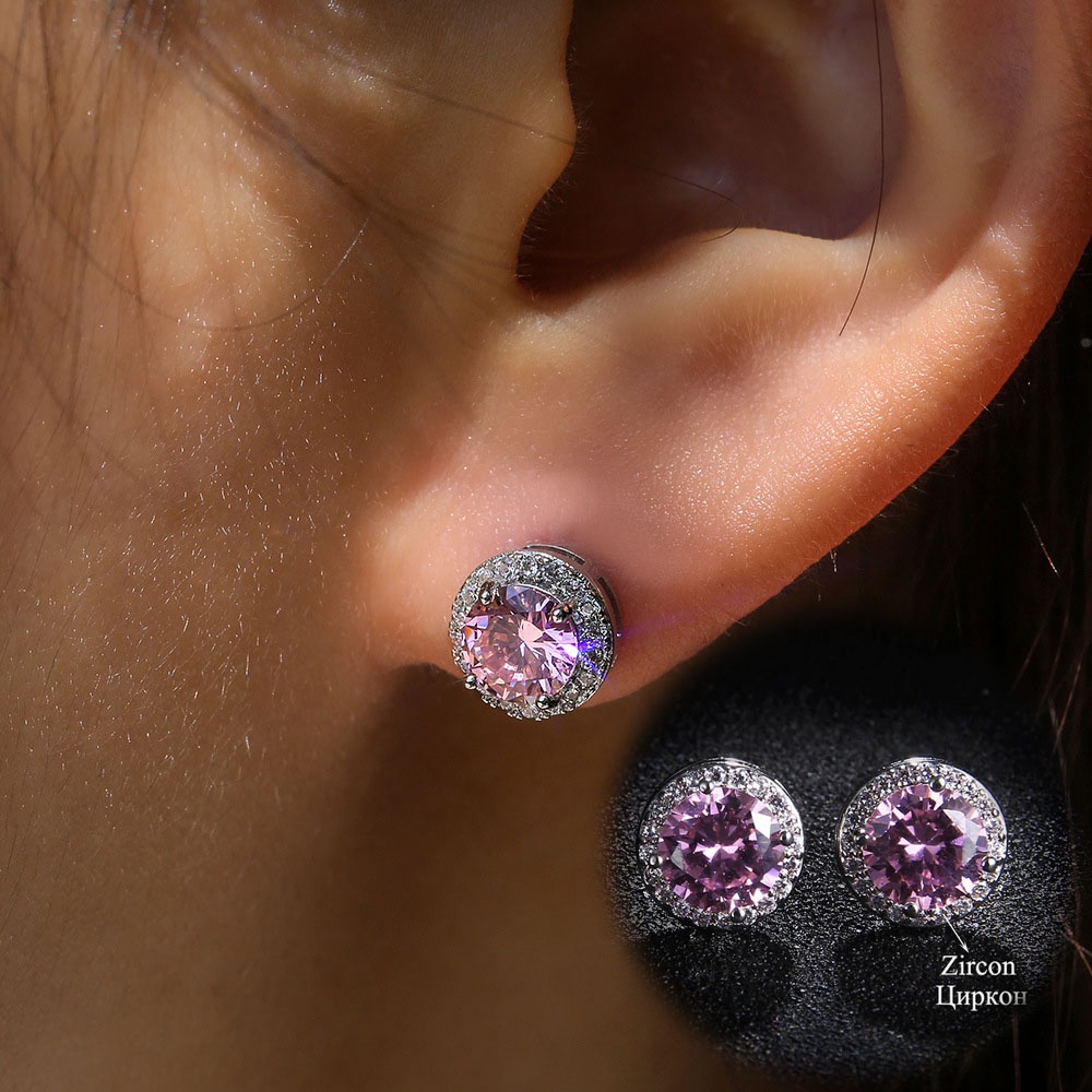 Đôi Khuyên Tai Tròn Đính Đá Zircon Thời Trang Cho Nữ